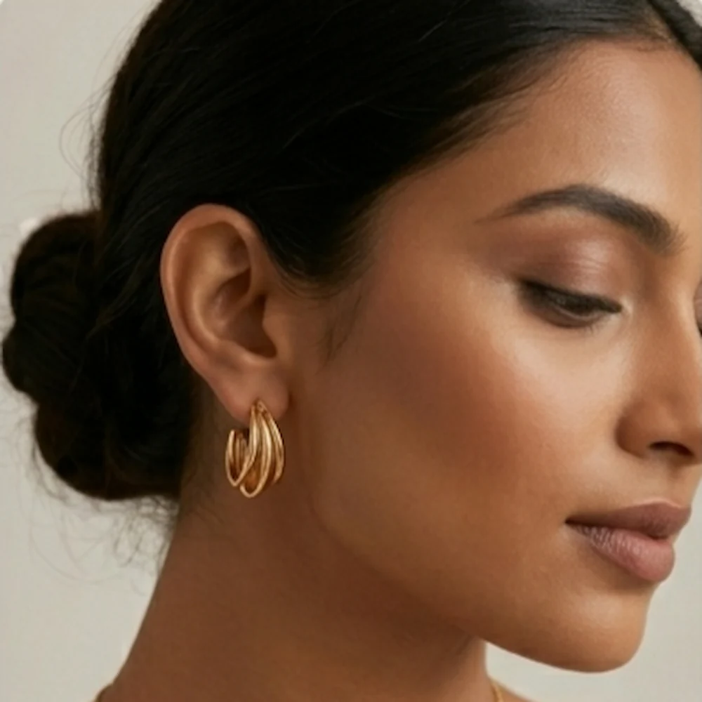 Orbital Triple-Layered Gold Hoops