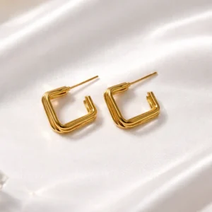 Luxe Geometric Square Triple Hoops