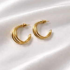 Orbital Triple-Layered Gold Hoops