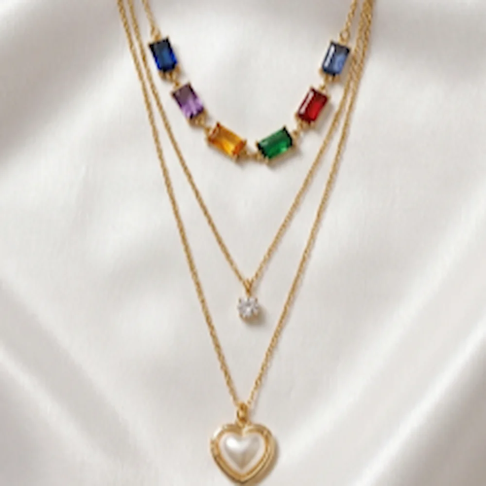 "The Aurora Set-Minimalist-layered-Necklace".