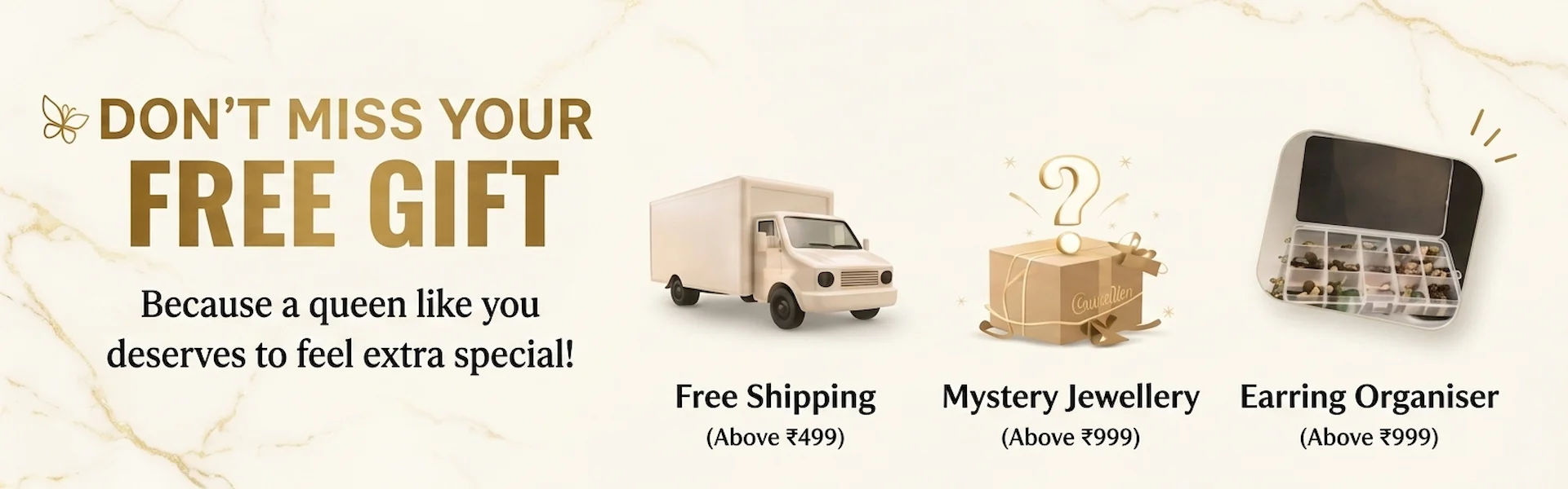 Nooha by Saba jewelty free gift offer including free shipping mystery jewelry and earring organiser